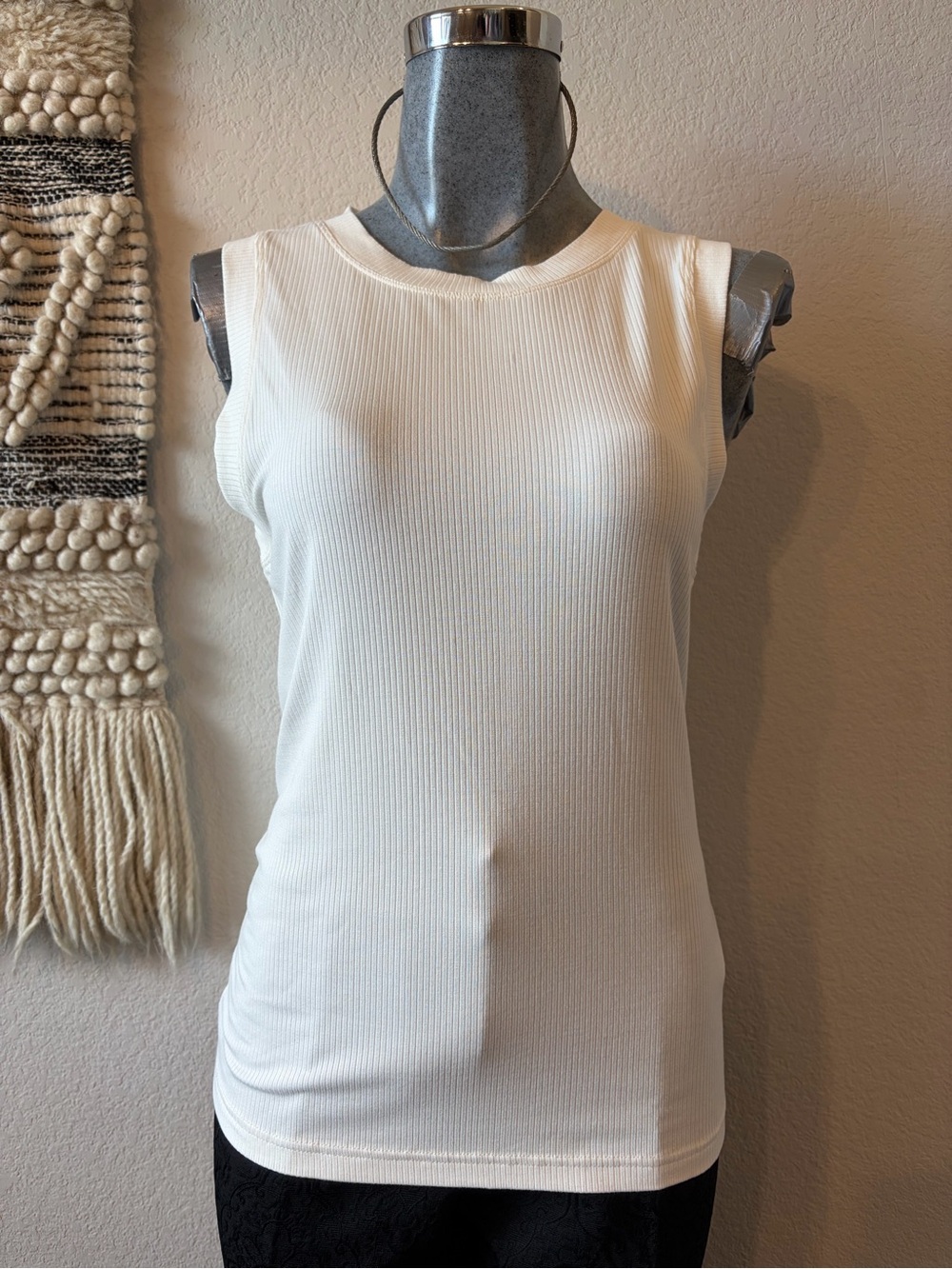 Banana Republic White Ribbed Sleeveless Tank